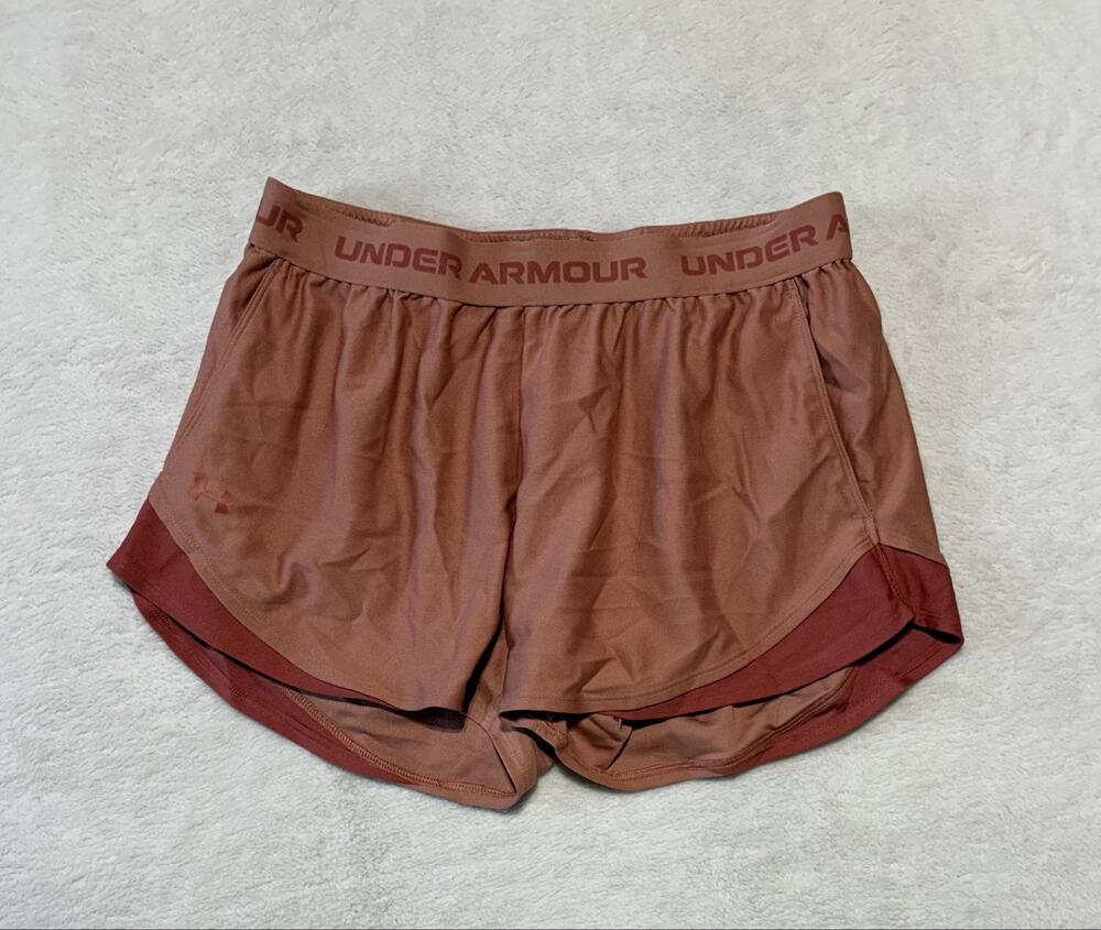 Under Armour Shorts Womens Medium Peach Athletic Running Logo